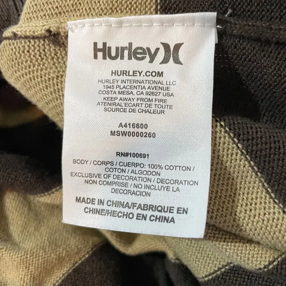 Hurley Sweatshirt Long Sleeve Stripe Blue Drawstring Button Cotton Hoodie Men XL - Picture 4 of 6